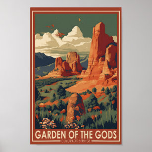 Garten der Götter Colorado Feen Reisen Vintag Poster