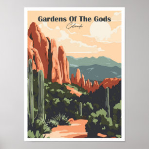 Gärten der Götter Colorado Reise Illustration Poster