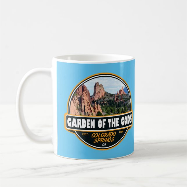 Garten der Götter Colorado Ringe Reisemblem Kaffeetasse (Links)
