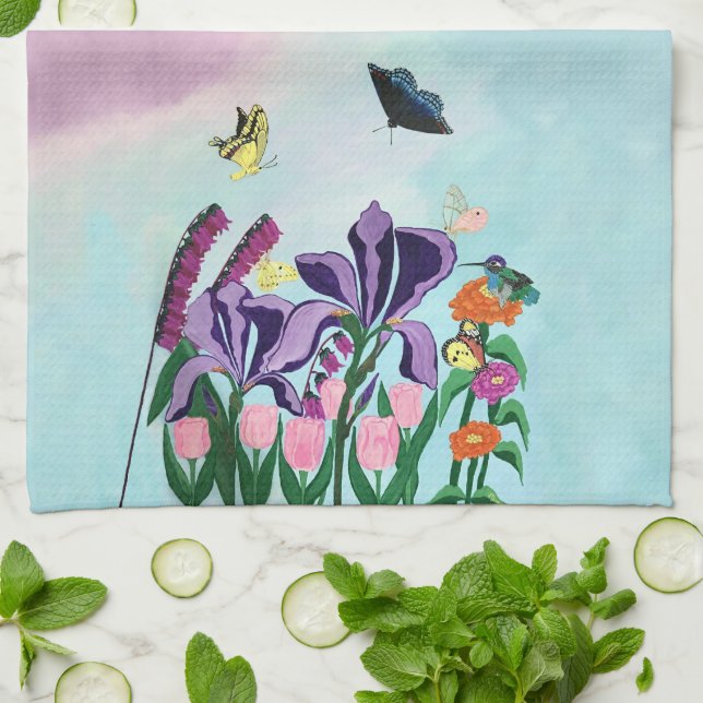 Garten der himmlischen Freuden Geschirrtuch (Gefaltet)