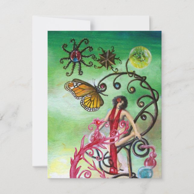 GARTEN DER MELISSA 2, schwarz, rot, rosa grün Einladung (Vorderseite)