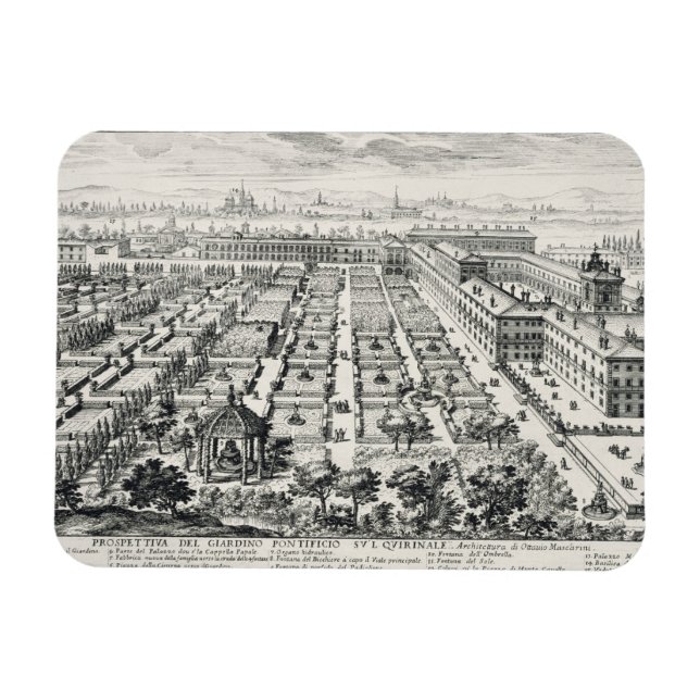 Gärten der Quirinale, von 'Li Giardini di Rom Magnet (Horizontal)