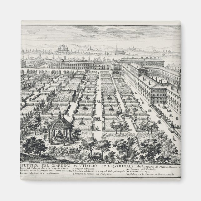 Gärten der Quirinale, von 'Li Giardini di Rom Magnet (Vorne)