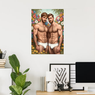 Garten der schwulen Liebe: Florale Umarmung Poster