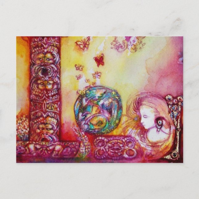 GARTEN DER VERLORENEN SCHATTEN - FEE UND SCHALTFLÄ POSTKARTE (Vorderseite)