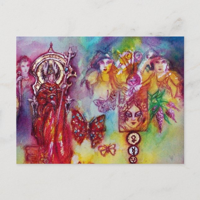 GARTEN DER VERLORENEN SCHATTEN, FEE UND SCHALTFLÄC POSTKARTE (Vorderseite)