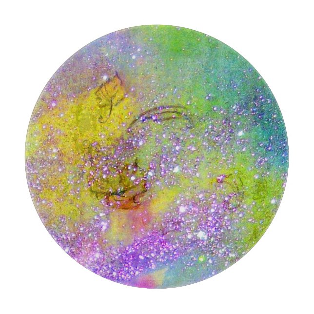 GARTEN DER VERLORENEN SCHATTEN - Lila Gelb grün Schneidebrett (Vorderseite)