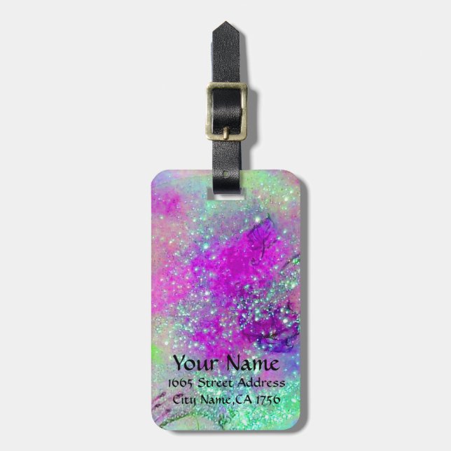 GARTEN DER VERLORENEN SCHATTEN - Rosa Lila Aqua Bl Gepäckanhänger (Vorderseite vertikal)