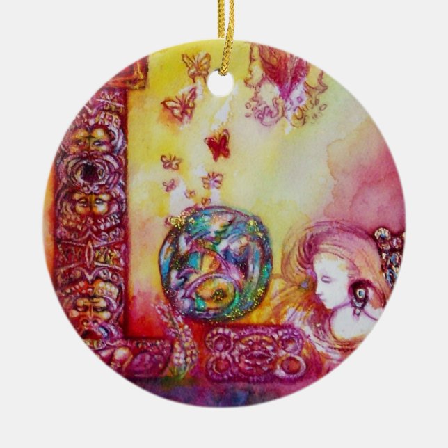 GARTEN DER VERLORENEN SCHATTEN- SCHALTFLÄCHE PFLAN KERAMIKORNAMENT (Vorne)