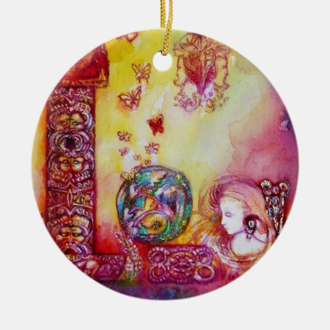 GARTEN DER VERLORENEN SCHATTEN- SCHALTFLÄCHE PFLAN KERAMIKORNAMENT (Vorne)