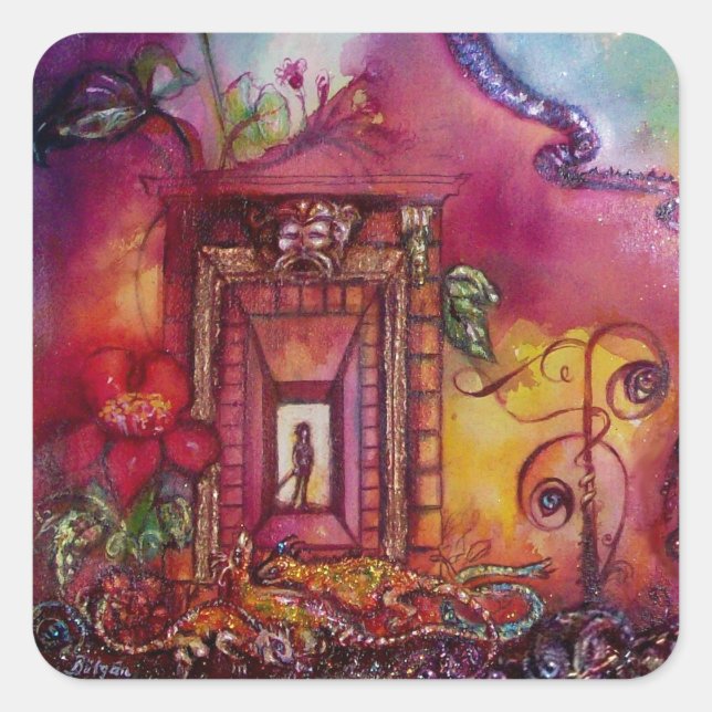 GARTEN DER VERLORENEN SCHATTEN - SERPENTE UND IGUA QUADRATISCHER AUFKLEBER (Vorderseite)