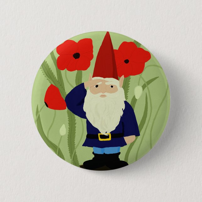 Garten des Erinnerunggnome-Knopfes Button (Vorderseite)