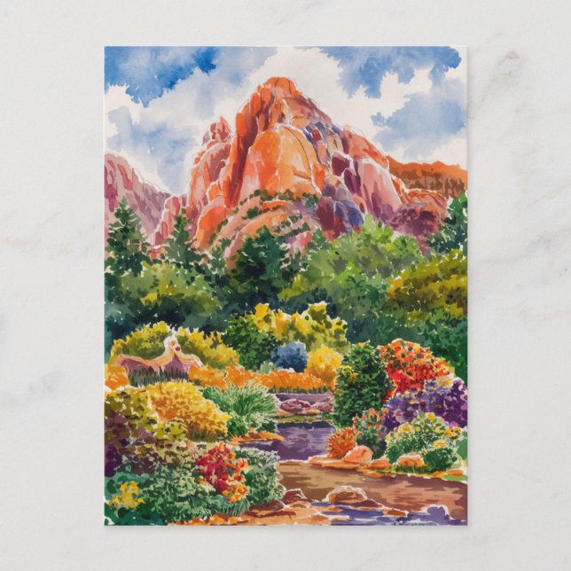 Garten des Gods Colorado Aquarellmalerei Postkarte (Vorderseite)