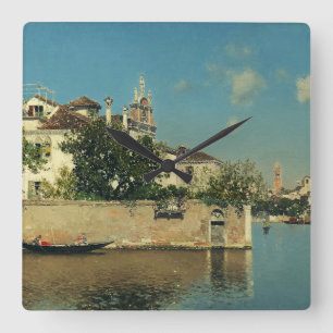 Garten des Palazzo Vendramin in Venedig Quadratische Wanduhr