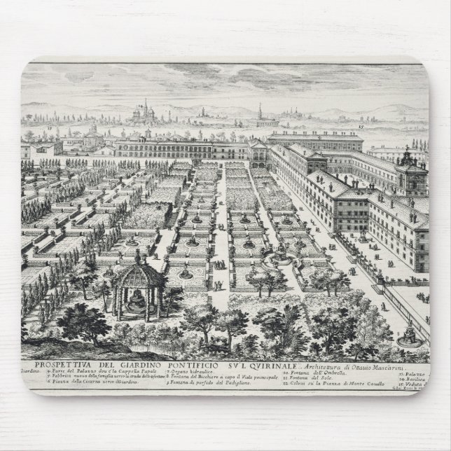 Gärten des Quirinale, von 'Li Giardini di Rom Mousepad (Vorne)
