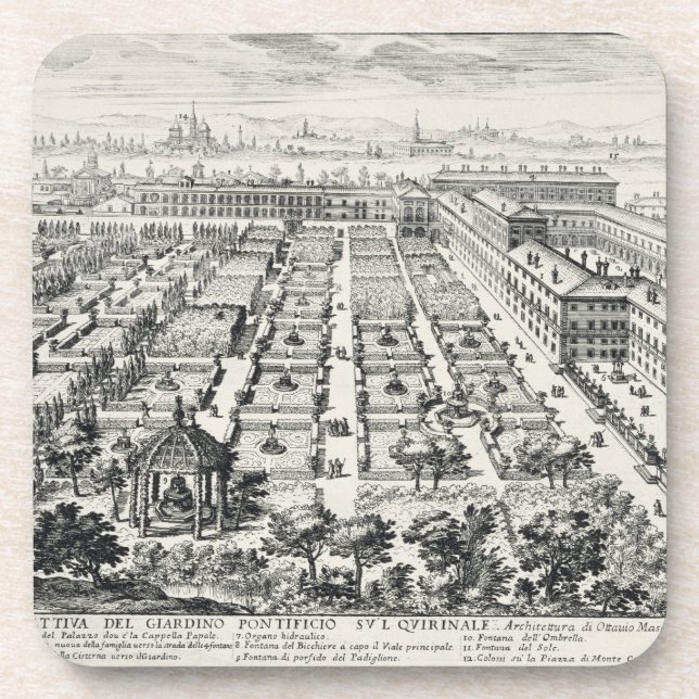 Gärten des Quirinale, von 'Li Giardini di Rom Untersetzer (Vorderseite)