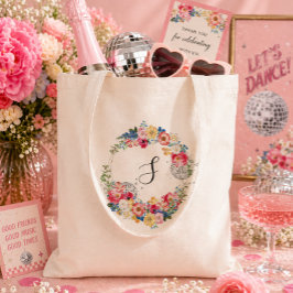Garten Disco Blumenparty Monogramm Tragetasche