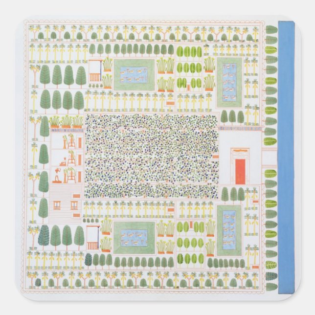 Garten eines hochrangigen ägyptischen Dignitars, a Quadratischer Aufkleber (Vorderseite)