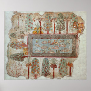 Garten eines privaten Anwesens mit einem Zierwerk Poster