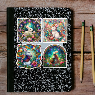 Garten-Fantasie-Hase Buntglas Ostern Aufkleber