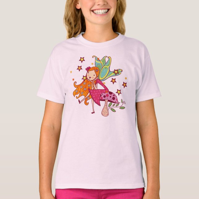 Garten-Fee auf Pilz T-Shirt (Vorderseite)