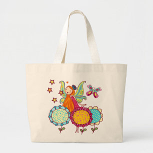Garten-Fee mit Blumen Jumbo Stoffbeutel