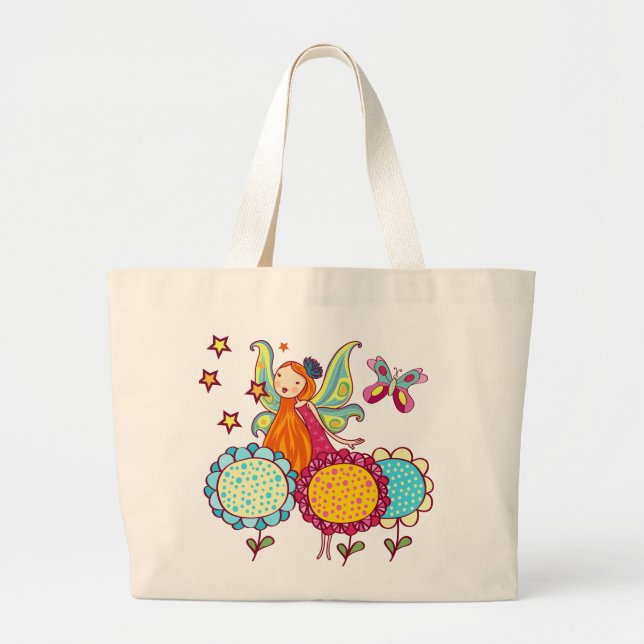Garten-Fee mit Blumen Jumbo Stoffbeutel (Vorne)