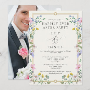 Garten Florale Foto Hochzeit Glücklich Bis Ans End Einladung