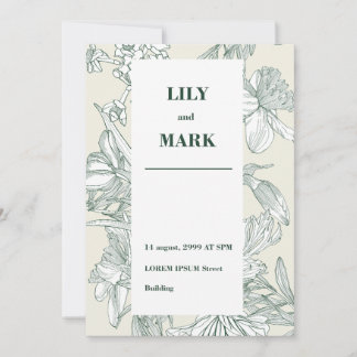 Garten Frühlingsblumen. Hintergrund graviert. Einladung