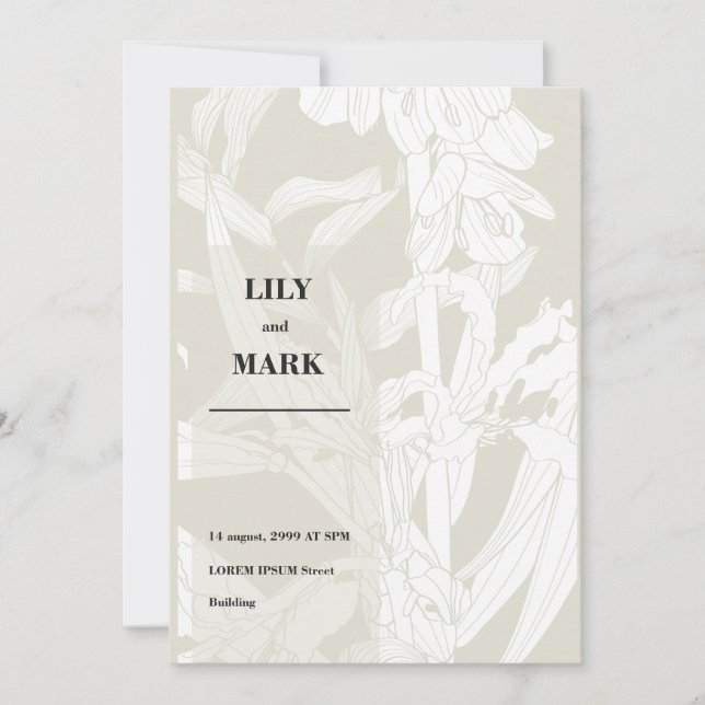 Garten Frühlingsblumen. Hintergrund graviert. Einladung (Vorderseite)