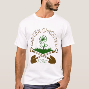Garten-Gangster Lustige Gekreuzte Schaufeln Floral T-Shirt