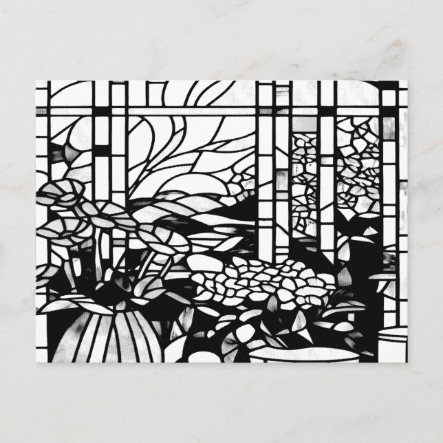 Garten Glasmalerei  Feiertagspostkarte (Vorderseite)