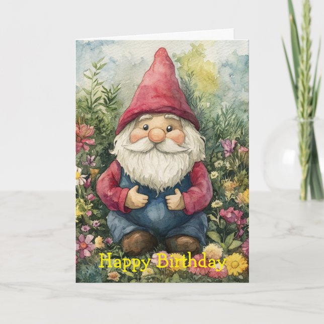 Garten-Gnom Geburtstag Karte (Vorderseite)