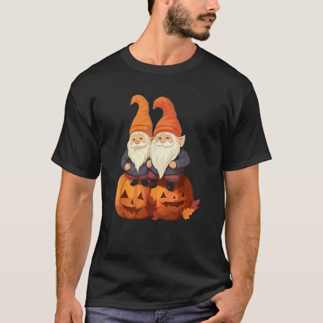 Garten-Gnom Halloween-Süßigkeiten-oder-Scherz-Grün T-Shirt (Vorderseite)