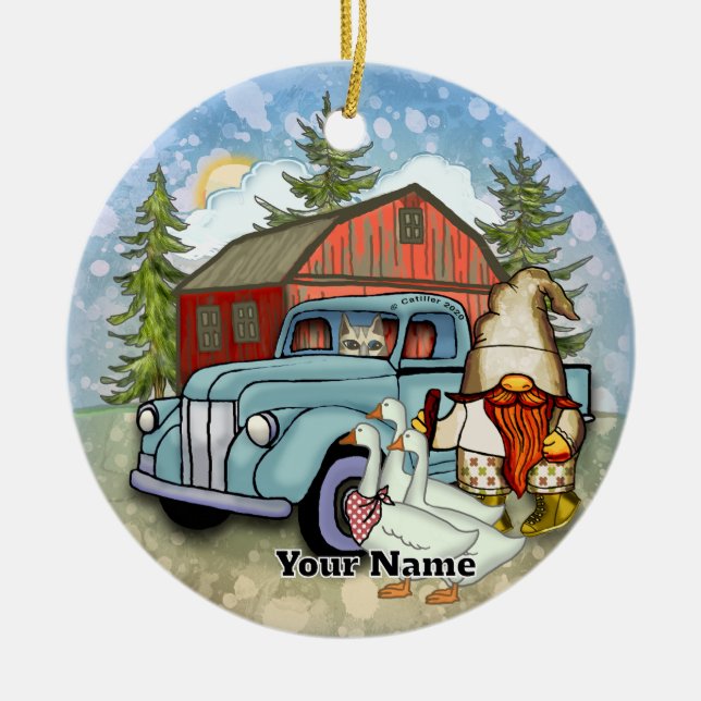 Garten-Gnom Keramik Ornament (Vorne)