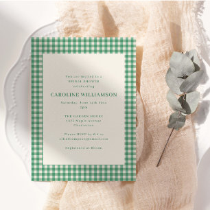 Garten-Grün-Gingham-Karo-Brautjunggesellinnen-Part Einladung