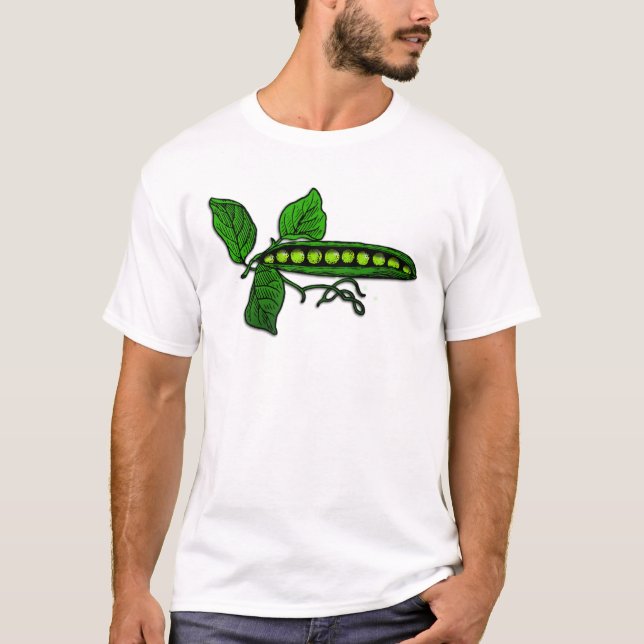 Garten-grüne Erbsenhülsen T-Shirt (Vorderseite)