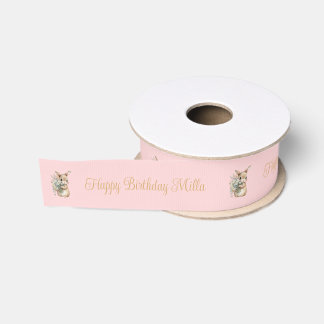 Garten-Häschen Rosa Individuelle Geburtstags-Schle Ripsband