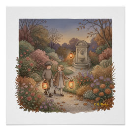 Garten Herbst Dämmerung Poster