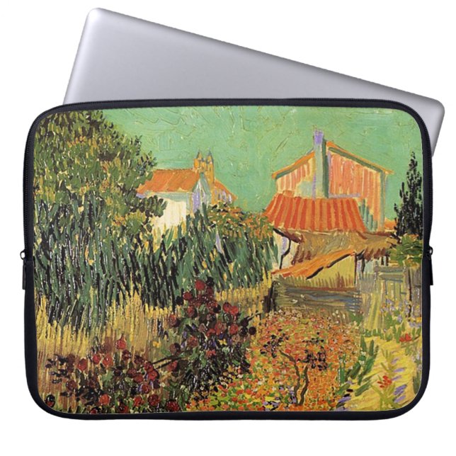 Garten hinter einem Haus. Vincent van Gogh. Laptopschutzhülle (Vorderseite)