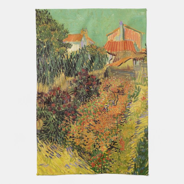 Garten Hinter einem Haus von Vincent van Gogh Geschirrtuch (Vertikal)