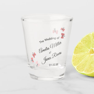 Garten Hochzeit Romantisch Einfache Rosa Schmetter Schnapsglas