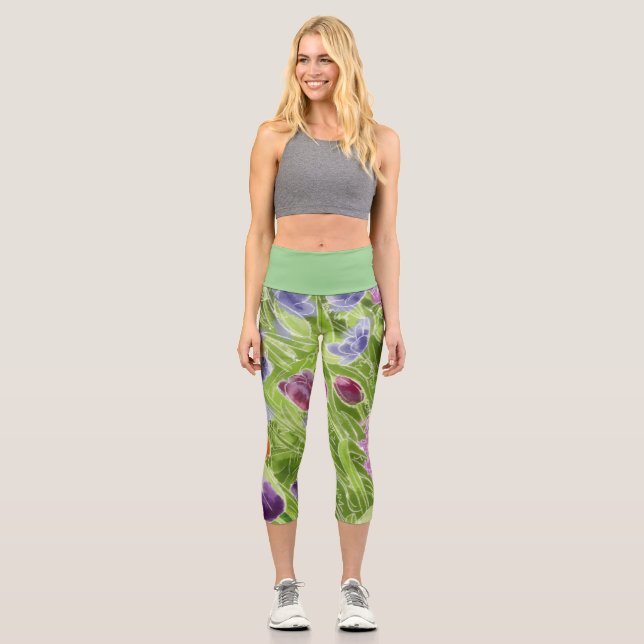 Garten im Frühling Capri Leggings (Vorderseite)