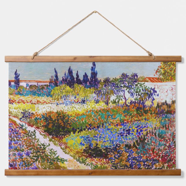 Garten in Arles, Van Gogh Wandteppich Mit Holzrahmen (Vorne)