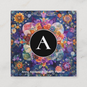 Garten in Bewegung Florales Mandala-Design Quadratische Visitenkarte