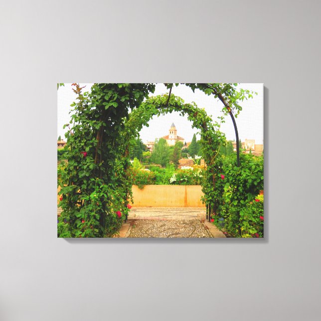 Garten in der Alhambra, Granada, Spanien - Leinwan Leinwanddruck (Vorderseite)