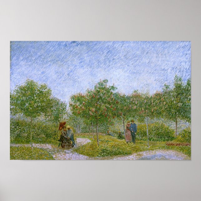 Garten in Montmartre mit Liebe, Vincent van Gogh Poster (Vorne)