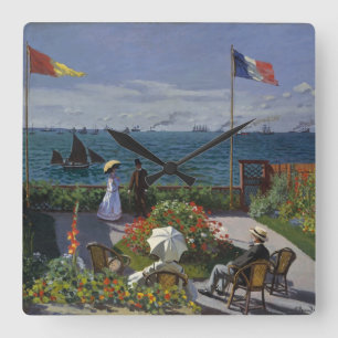 Garten in Sainte-Adresse von Claude Monet Quadratische Wanduhr