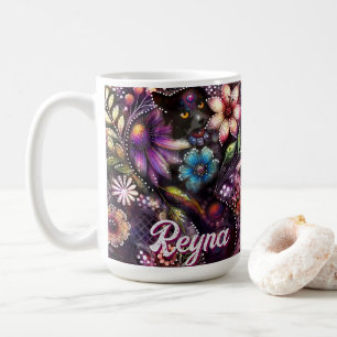 Garten-Kitty-Katze-Blumen-Abstrakt-Personalisiert Kaffeetasse