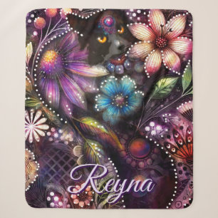 Garten-Kitty-Katze-Blumen-Abstrakt-Personalisiert Sherpadecke